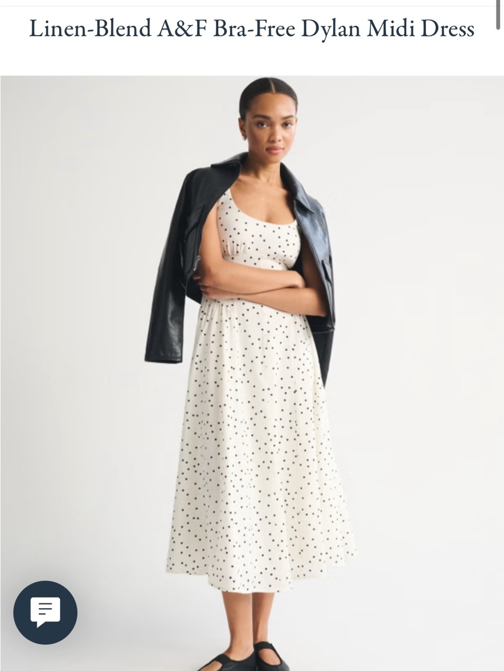 Abercrombie & Fitch Linen-Blend Bra-Free Dylan Midi Dress Black Dot / polka dot